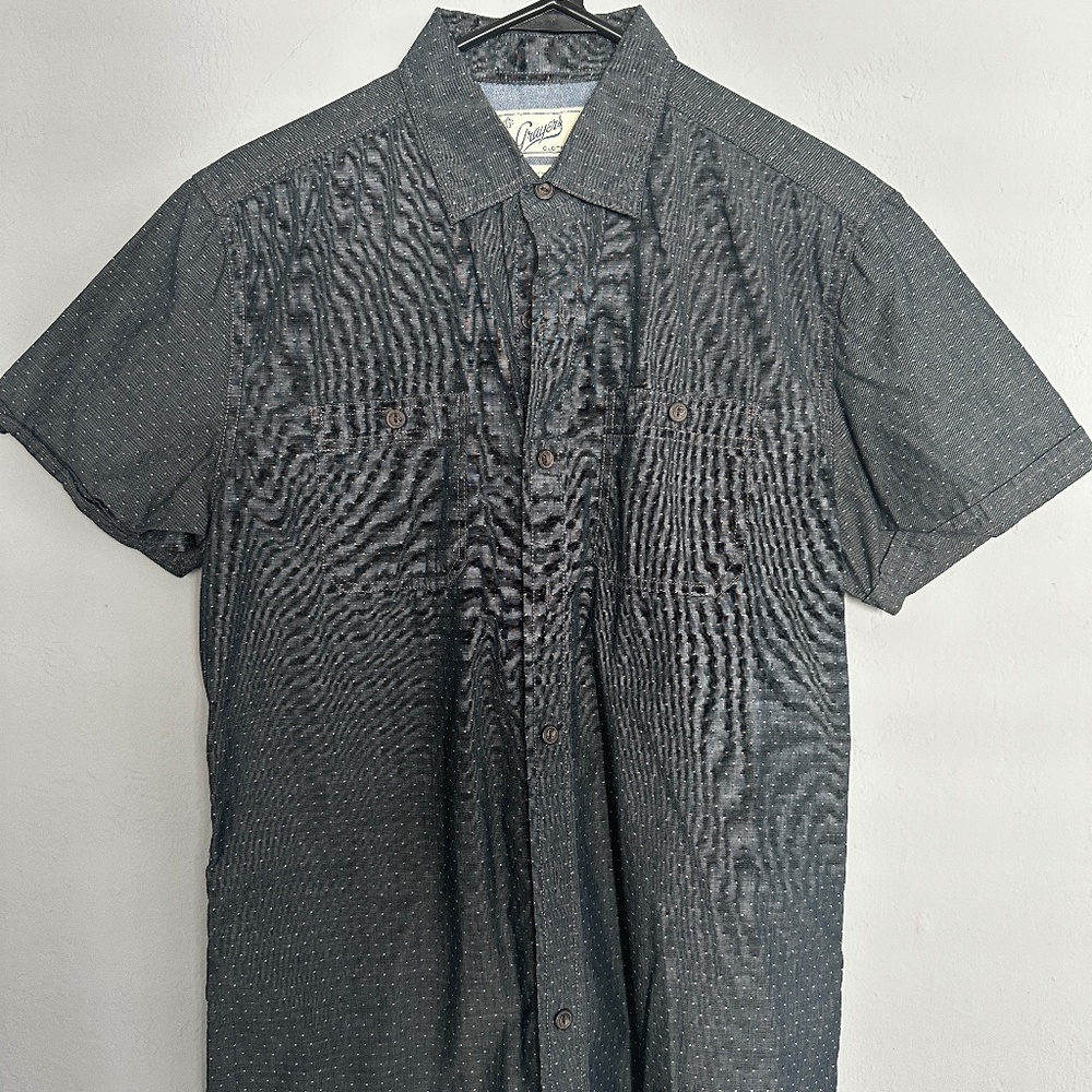 Grayers Clothiers Mens Small Blue Short Sleeve Button Front Casual Pockets